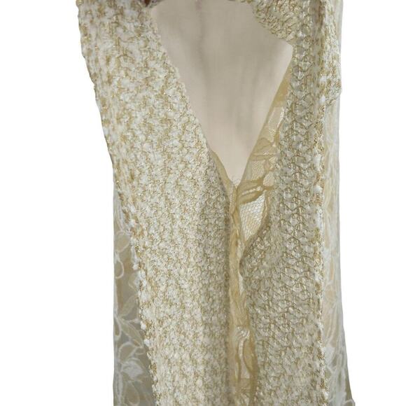 Alter’d State Floral Lace Sheer Gold Speck Cream Poncho Style Top Size Small - Picture 7 of 16